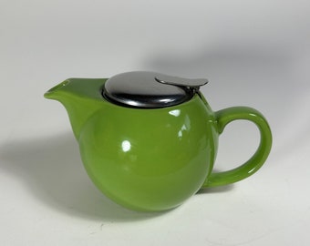 Lime Green Old Amsterdam Porcelain Works theepot met roestvrijstalen infuser.