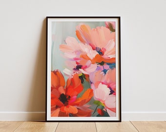 Colorful Modern Wall Art | Flowers Poster | Printable art | Digital print | Abstract art poster | Abstract painting | Flower Market