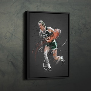 Larry Bird Art Boston Celtics NBA Wall Art Home Decor Hand Made Poster Canvas Print