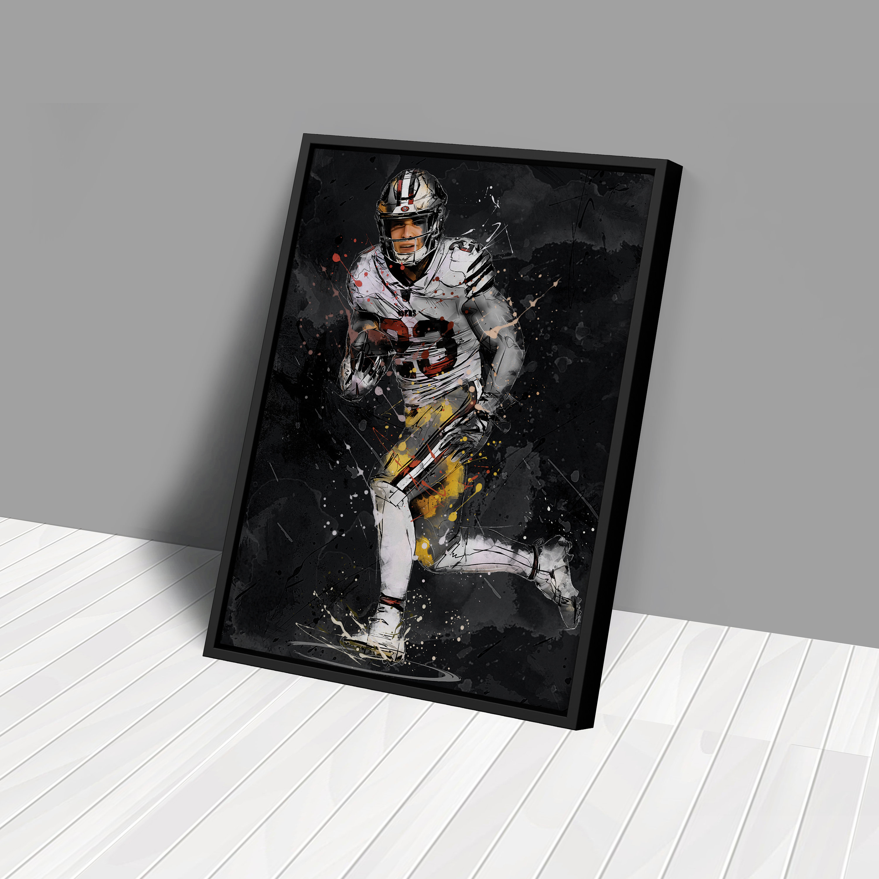 Christian Mccaffrey Art San Francisco 49ers NFL Canvas Wall Art Home ...