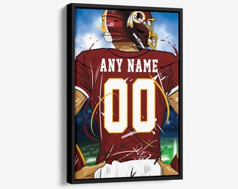 Washington Commanders  Jersey NFL Personalized Jersey Custom Name and Number Canvas Wall Art  Print Home Decor Framed Poster Man Cave Gift
