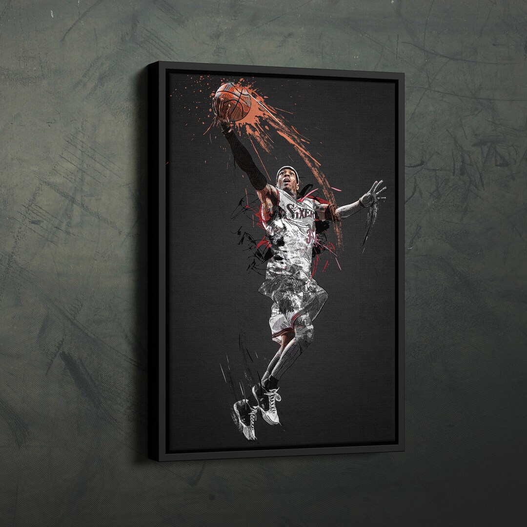 Allen Iverson Art Philadelphia 76ers NBA Wall Art Home Decor Hand Made ...