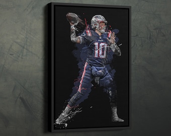 Mac Jones Art New England Patriots NFL Wall Art Home Decor Hand Made Poster Canvas Print