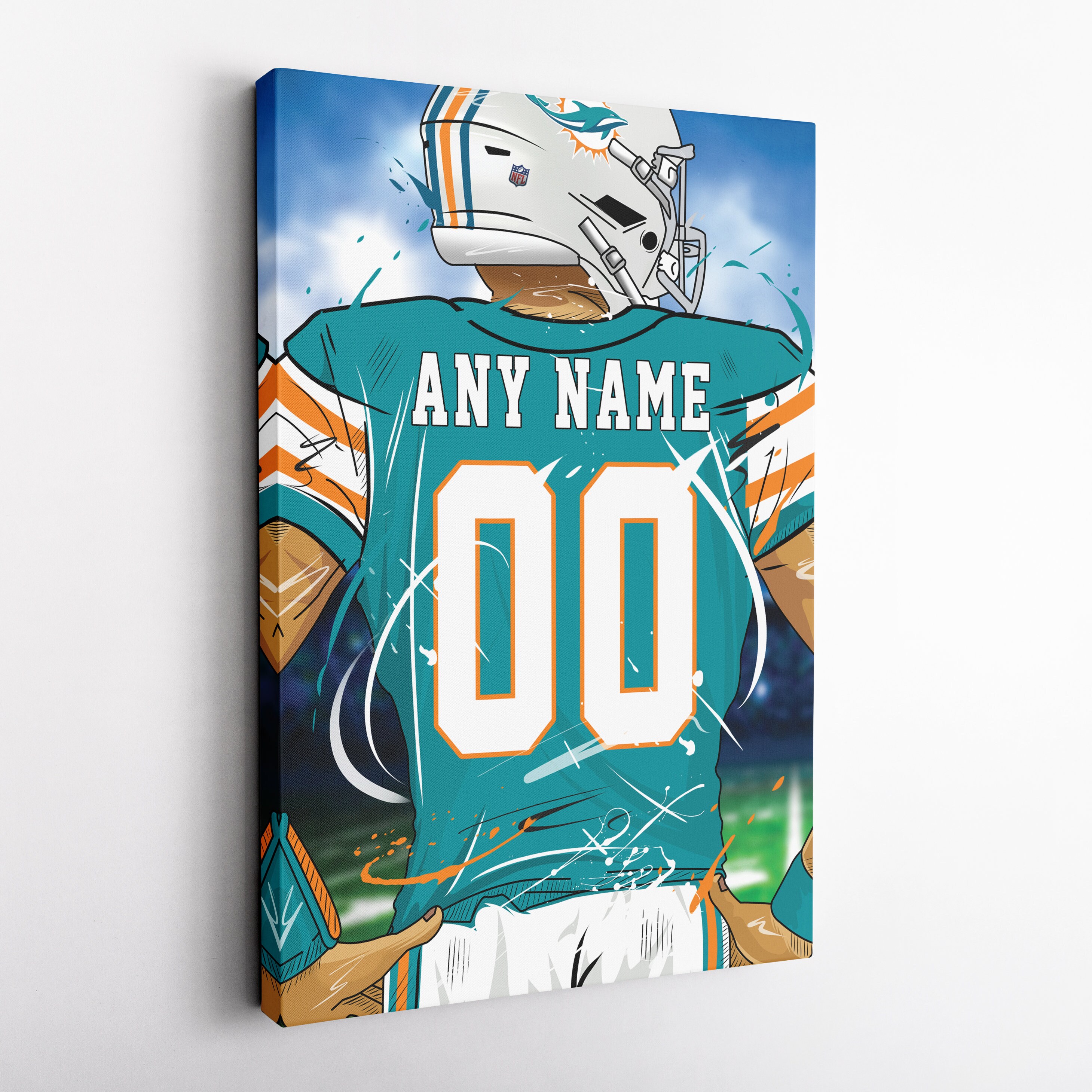 Miami Dolphins Jersey NFL Personalized Jersey Custom Name and Number Canvas Wall Art Print Home Decor Framed Poster Man Cave Gift Etsy Canada