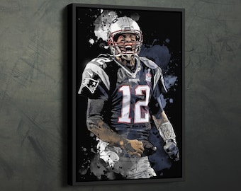 Tom Brady Art New England Patriots NFL Wall Art Home Decor Hand Made Poster Canvas Print