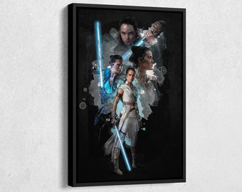 Rey Skywalker Poster Star Wars Art Canvas Wall Art Print Home Decor Framed Poster Gift for Kids