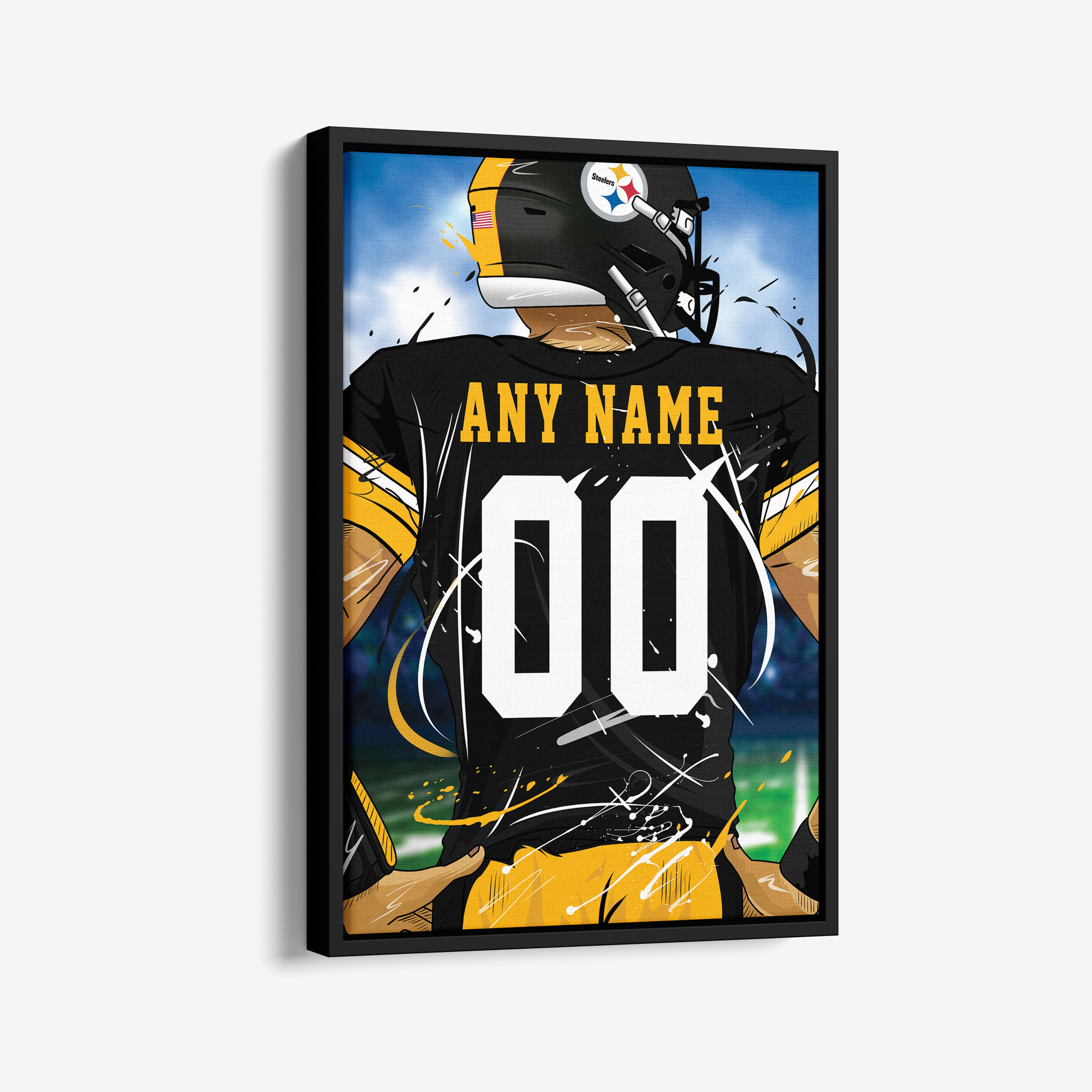 Pittsburgh Steelers Jersey NFL Personalized Jersey Custom Name and Number Canvas Wall Art  Print Home Decor Framed Poster Man Cave Gift
