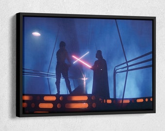 Luke Skywalker Vs Darth Vader Poster Starwars Tela Design unico Stampa artistica da parete Realizzata a mano, pronta da appendere, Design personalizzato