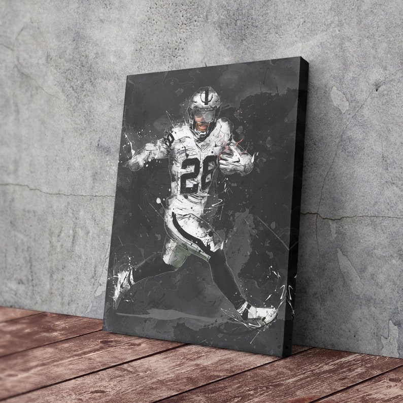 Josh Jacobs Art Las Vegas Raiders NFL Canvas Wall Art Home Decor Framed