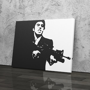 Scarface Black and White Poster Tony Montana Illustration Canvas Unique ...