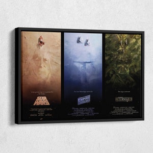 Star Wars Trilogy Poster Canvas Unique Design Wall Art Print Hand Made Ready to Hang Custom Design