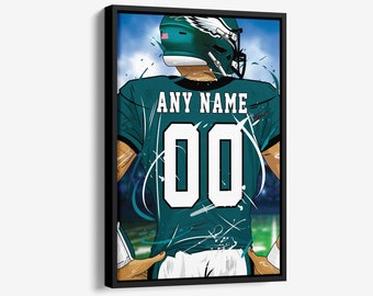 Philadelphia Eagles Jersey NFL Personalized Jersey Custom Name and Number Canvas Wall Art  Print Home Decor Framed Poster Man Cave Gift