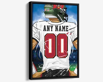 Tampa Bay Buccaneers Jersey NFL Personalized Jersey Custom Name and Number Canvas Wall Art  Print Home Decor Framed Poster Man Cave Gift