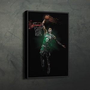 Jayson Tatum Art  Dunk Boston Celtics NBA Wall Art Home Decor Hand Made Poster Canvas Print