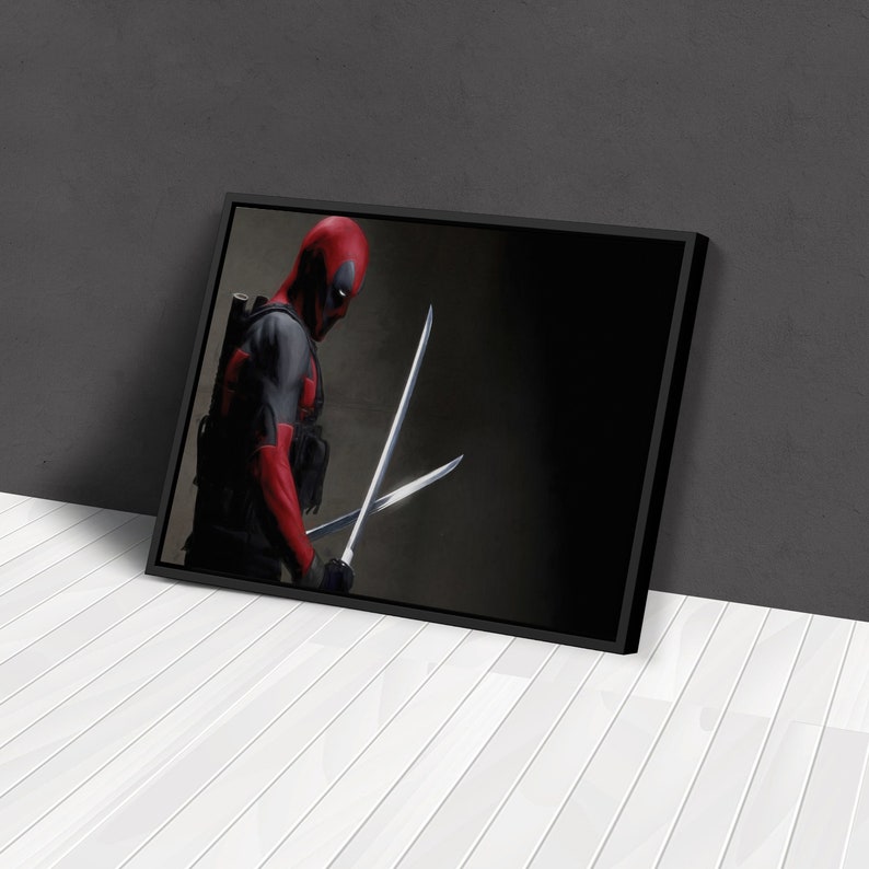 Deadpool Photo Frame Note Deadpool Sword Poster Marvel Comics Canvas Unique Design Wall Art Print ...