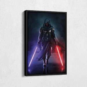 Affiche sabre laser Dark Raven, toile Starwars Design unique, impression d'art mural, prêt à accrocher, fait main