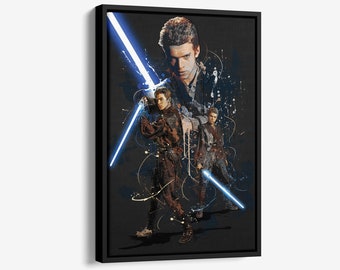 Poster di Anakin Skywalker L'attacco dei cloni su tela, stampa artistica da parete, decorazioni per la casa, poster incorniciato, regalo per bambini