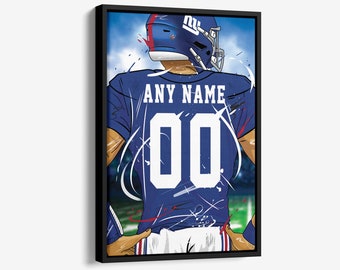 New York Giants Jersey NFL Personalized Jersey Custom Name and Number Canvas Wall Art  Print Home Decor Framed Poster Man Cave Gift