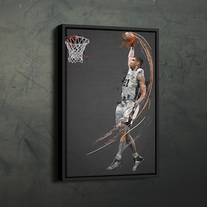 Tim Duncan Art Dunk San Antonio Spurs NBA Wall Art Home Decor Hand Made Poster Canvas Print