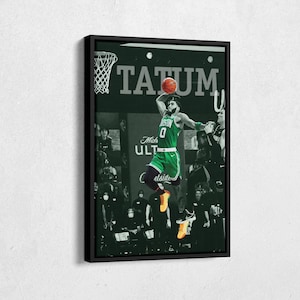 Jayson Tatum Going for Dunk Poster Boston Celtics Canvas Unique Design Wall Art Print Hand Made Ready to Hang Custom Design