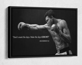 Muhammad Ali Quote Poster Black and Whte Boxing Legend Canvas Unique Design Wall Art Print Hand Made Ready to Hang Custom Design