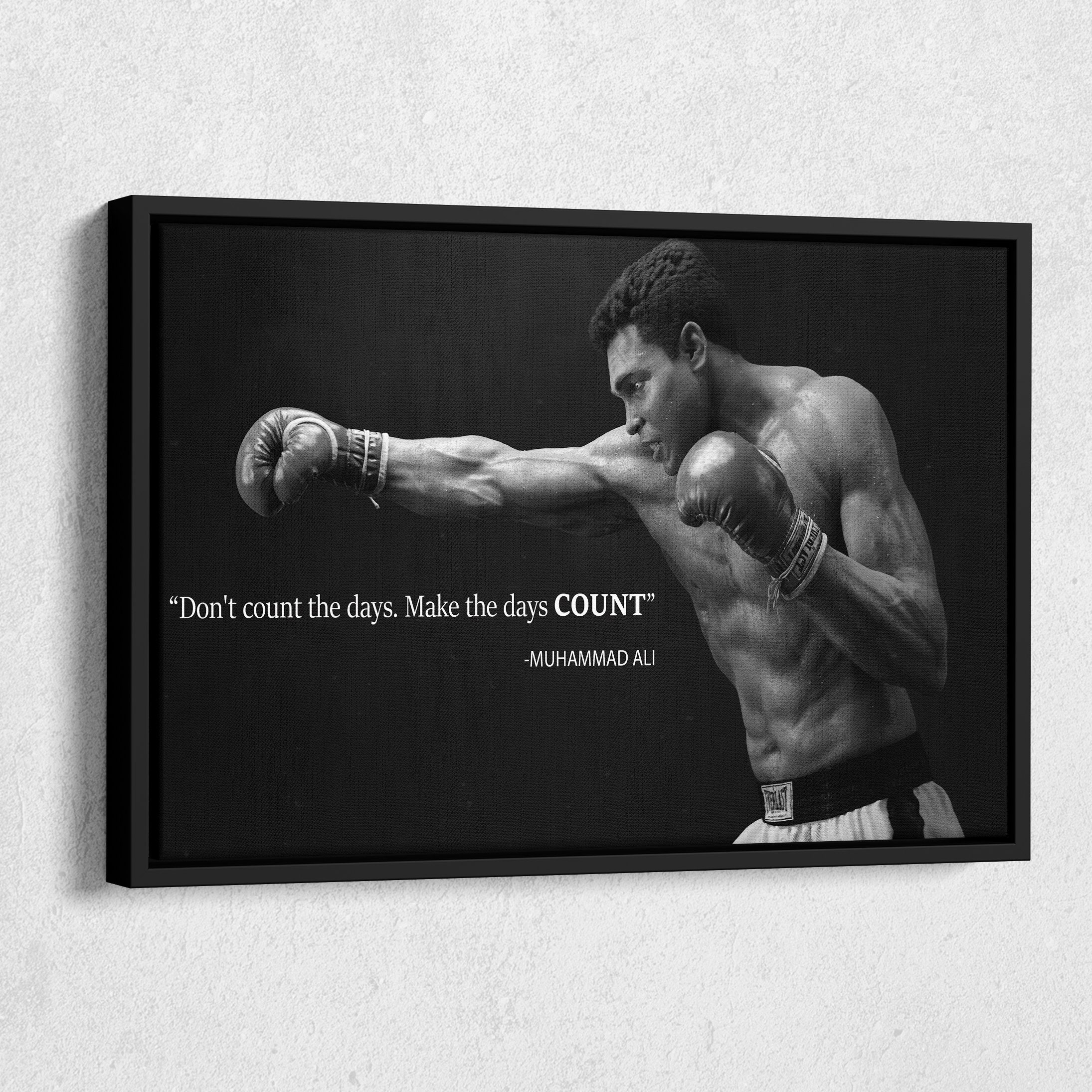 Muhammed Ali Zitat Poster Schwarz und Weiß Box Legend Leinwand Einzigartiges Design Wand Kunst Druck Handgemacht, fertig zum Aufhängen, Custom Design