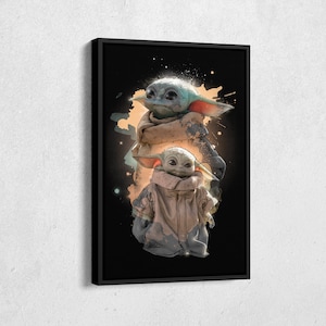 Grogu Poster Star Wars Art Canvas Wall Art Print Home Decor Framed Poster Gift for Kids