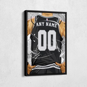 San Antonio Spurs Jersey NBA Personalized Jersey Custom Name and Number Canvas Wall Art  Print Home Decor Framed Poster Man Cave Gift