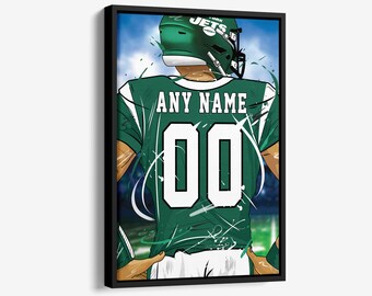 New York Jets Jersey  Personalized Jersey Custom Name and Number Canvas Wall Art  Print Home Decor Framed Poster Man Cave Gift