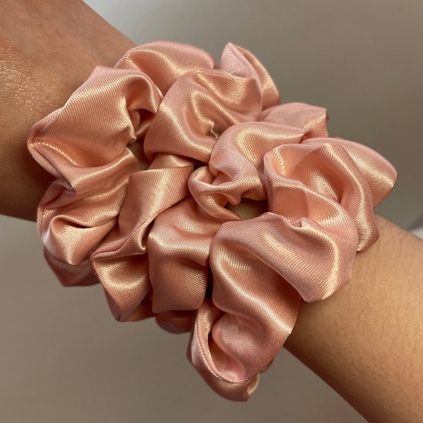 Pink Satin Scrunchie