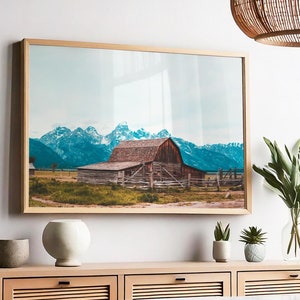 Grand Tetons Foto, Berglandschaft, Scheunenwandkunst, Grand Tetons Sonnenuntergang Digital Download, Tetons National Park Wandkunst