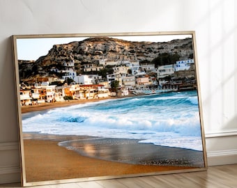 Crete Print: Matala Beach Sunset, Greek Island Landscape (Digital Download)