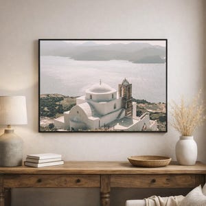 Milos Greece Church Digital Photo, Printable Wall Art, Ocean Landscape Photography, Mediterranean Sea Instant Download