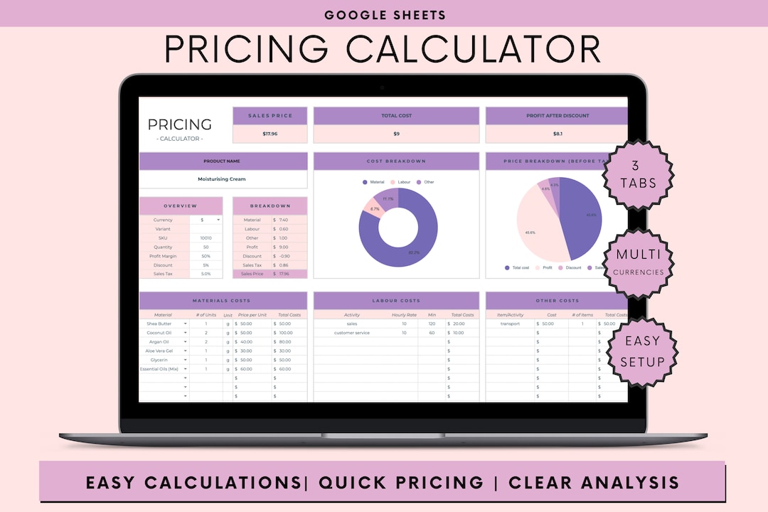 Pricing Calculator Spreadsheet Template | Small Business Template ...
