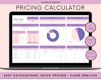 Pricing Calculator Spreadsheet Template | Small Business Template | Product Pricing Calculator | Pricing Worksheet | Profit Calculator