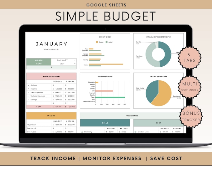 Monthly Budget Spreadsheet Template Expense Tracker Spreadsheet Google ...