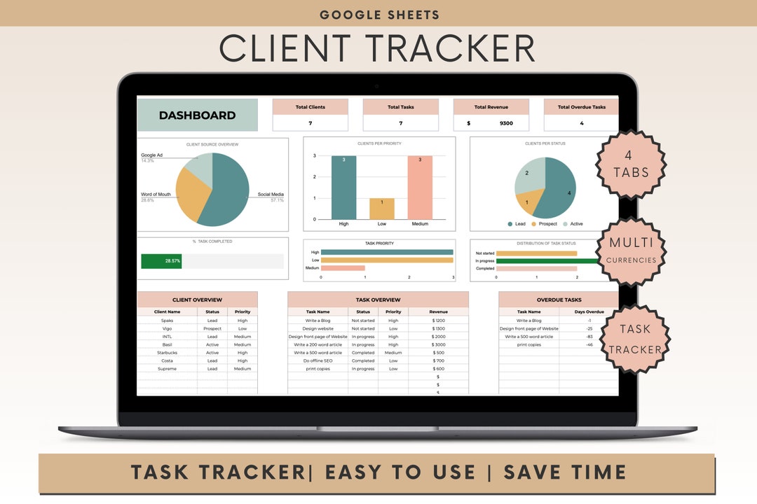 Client Tracker Spreadsheet | Task Tracker Google Sheets Template ...