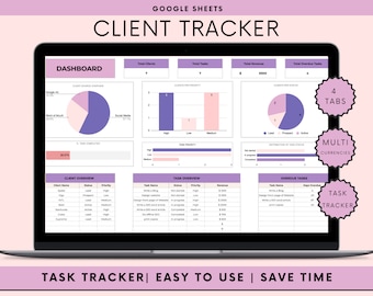 Klient Tracker Tabelle | Aufgaben-Tracker Google Sheets Vorlage | Kundenmanagment | Blei-und Kunden-Tracker | Google Sheets