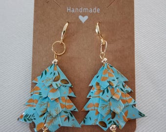 Origami kerstpapieren oorbellen