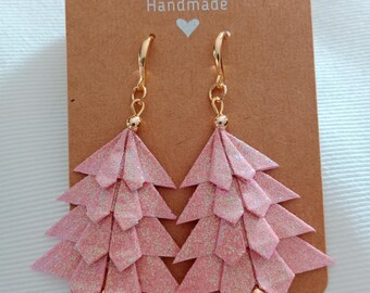 Origami kerstpapieren oorbellen