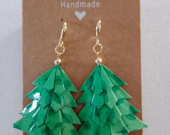 Origami kerstpapieren oorbellen