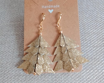 Origami kerstpapieren oorbellen