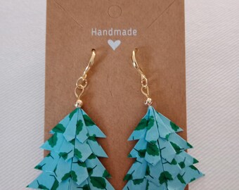 Origami kerstpapieren oorbellen