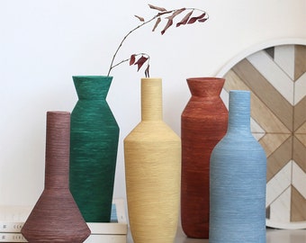 Vase à fleurs en céramique, décoration design moderne pour fleurs fraîches et fleurs séchées d'herbe de pampa