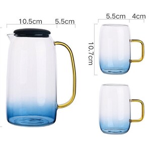 Wasserkrug, Set, Gläser, Pitcher, Karaffe, Muttertagsgeschenk, 1,5Liter, Teekanne, Glas, Wellness, mit Deckel, Geschenk Bild 8