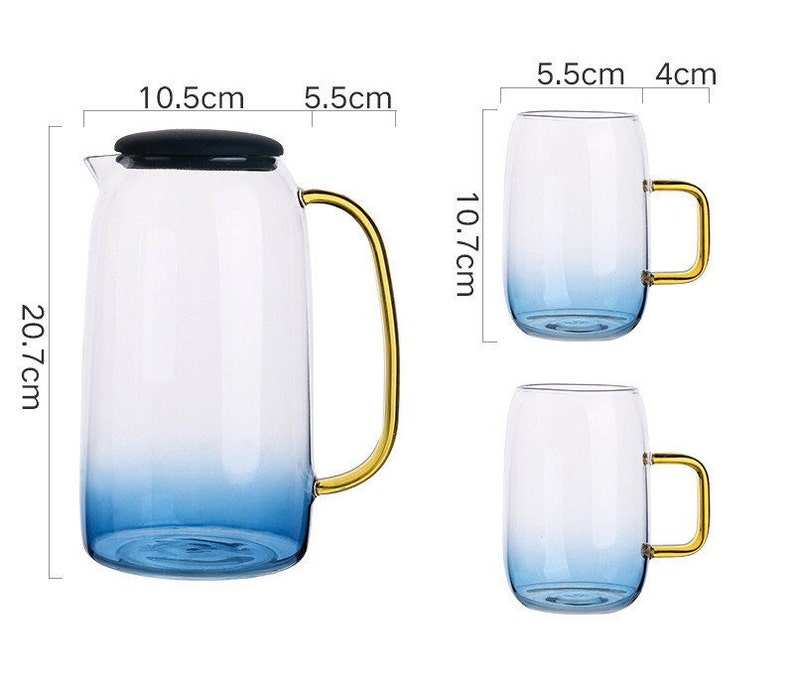 Wasserkrug, Set, Gläser, Pitcher, Karaffe, Muttertagsgeschenk, 1,5Liter, Teekanne, Glas, Wellness, mit Deckel, Geschenk Bild 8