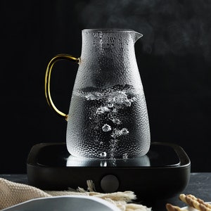 Wasserkrug, Pitcher, Karaffe, Muttertagsgeschenk, 1,5Liter - 2 Liter, Teekanne, Glas, Wellness, mit Edelstahldeckel