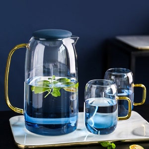 Wasserkrug, Set, Gläser, Pitcher, Karaffe, Muttertagsgeschenk, 1,5Liter, Teekanne, Glas, Wellness, mit Deckel, Geschenk Bild 1