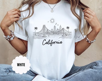 California Skyline Sweatshirt, California Shirt, Minimalist Shirt, California State Shirt, Cali Girl, West Coast Tee, California Lover Tee,