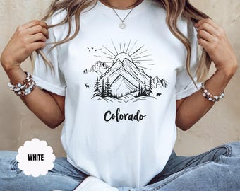Colorado Black Line art Tee, Rocky Mountains, Colorado, Minimalist Colorado Girl T-shirts, Travel Colorado Tee, Colorado Lover Gift